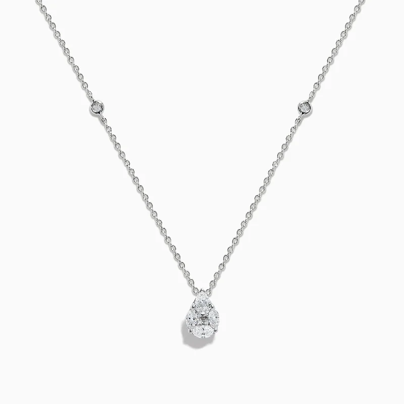 cute pendant necklace-Pave Classica 14K White Gold Diamond Pendant