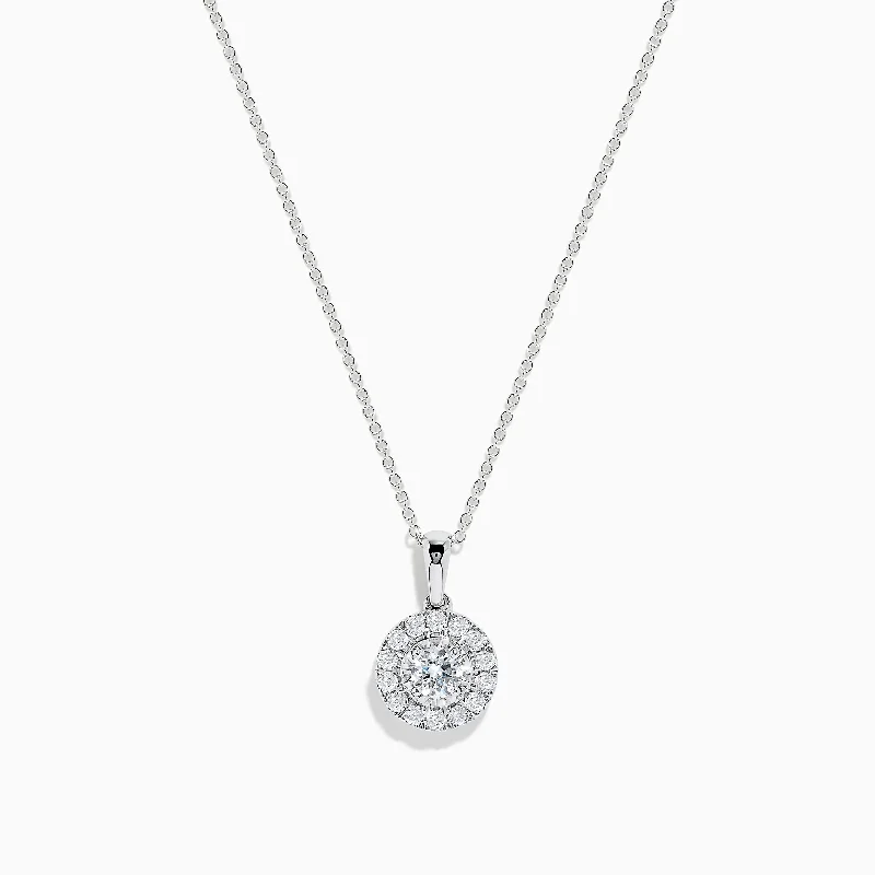 personalized couple’s pendant necklace-Pave Classica 14K White Gold Diamond Pendant