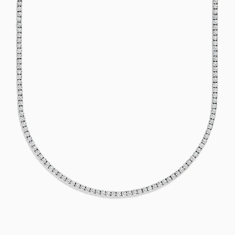 yoga necklace-Pave Classica 14K White Gold Diamond Tennis Necklace 10.51 TCW