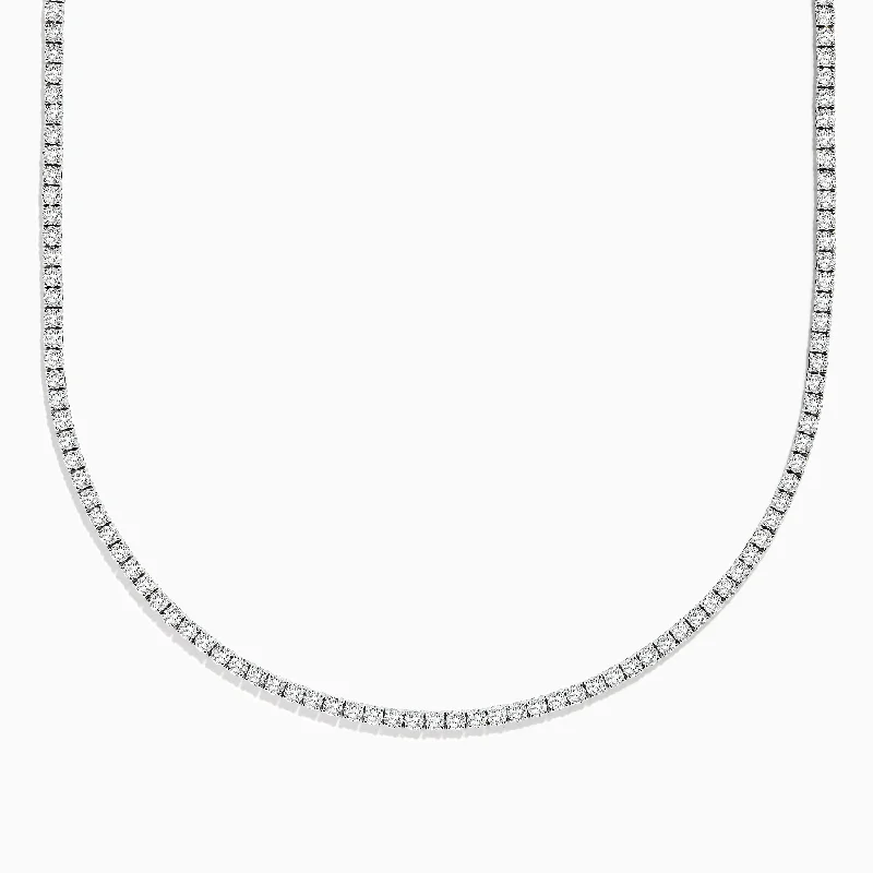 chunky pendant necklace-Pave Classica 14k White Gold Diamond Tennis Necklace 9.94 TCW