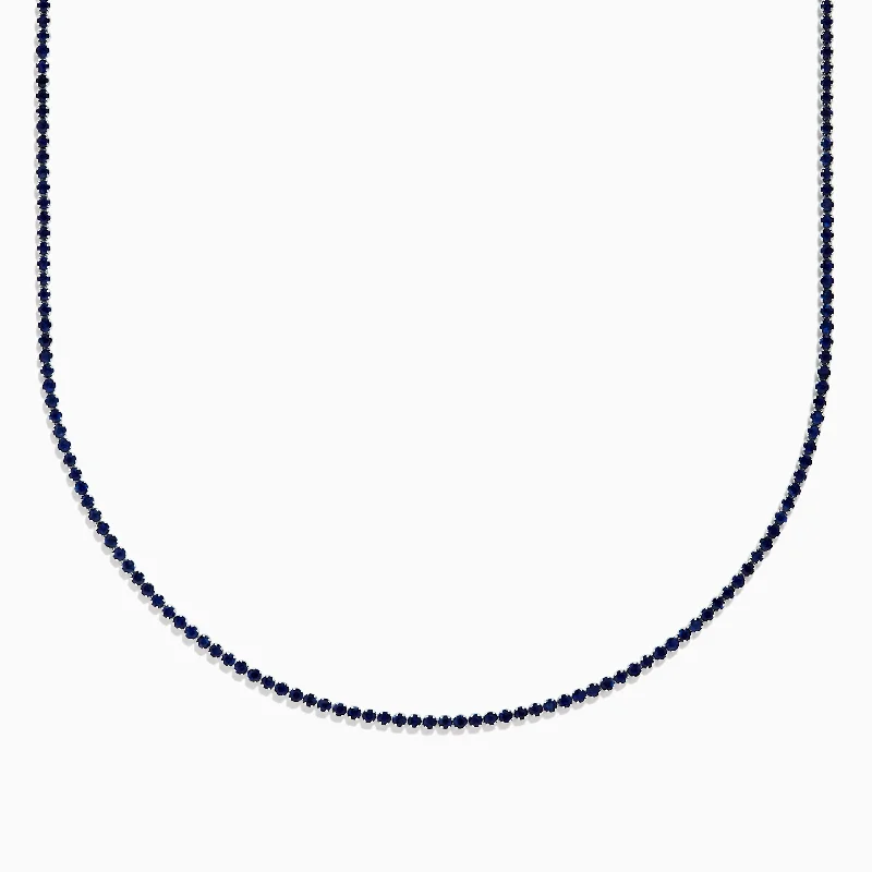 gemstone chain necklace-Royal Bleu 14K White Gold Blue Sapphire Necklace