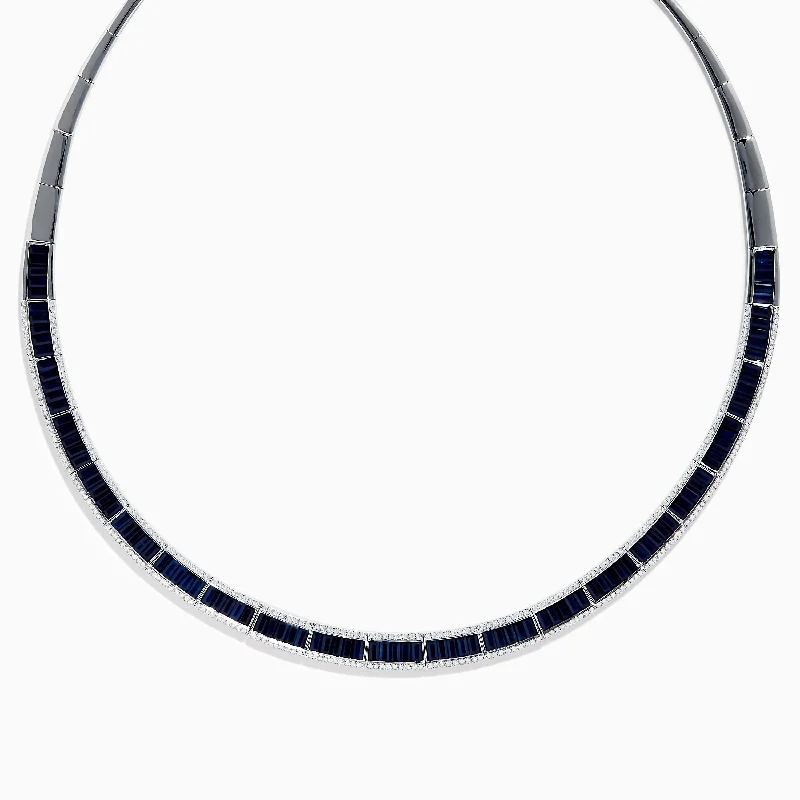 blue sapphire necklace-Royale Bleu 14K White Gold Blue Sapphire and Diamond Necklace