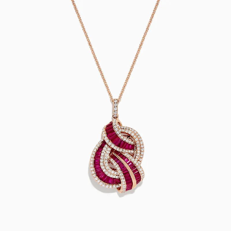 infinity necklace-Ruby Royale 14K Rose Gold Ruby and Diamond Intertwined Pendant, 2.83 TCW