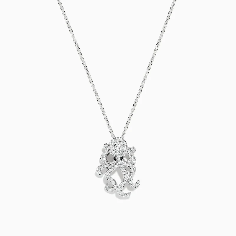 layered pendant necklace-Seaside 14K White Gold Diamond Octopus Pendant