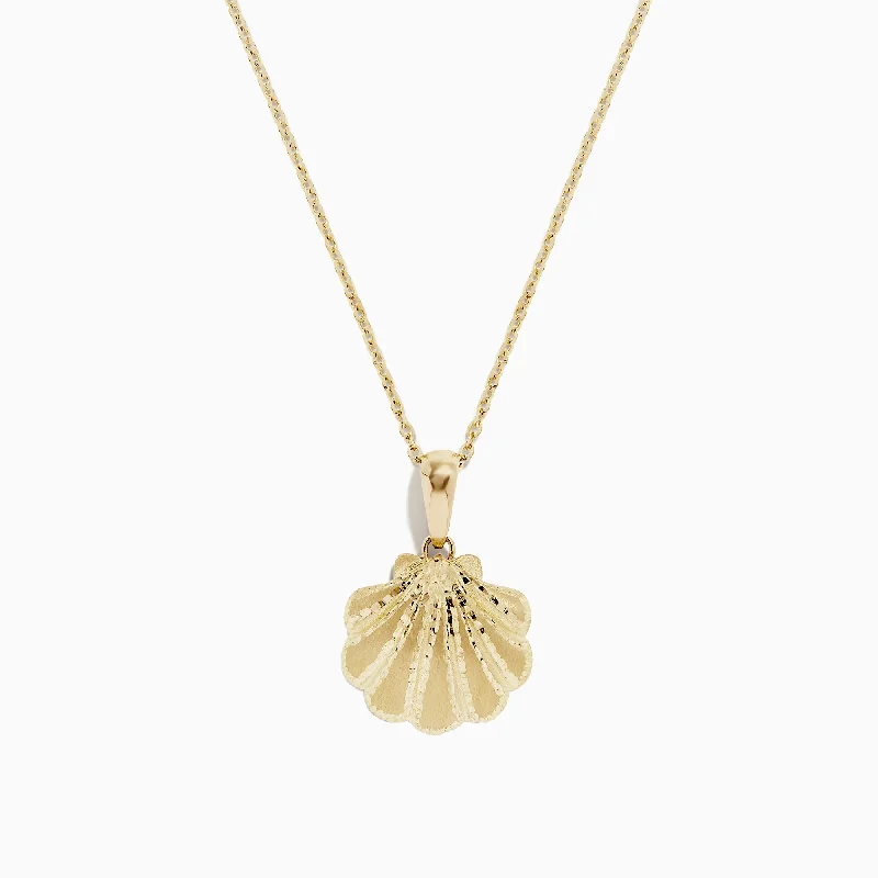 opal pendant necklace-Seaside 14K Yellow Gold Scallop Shell Pendant