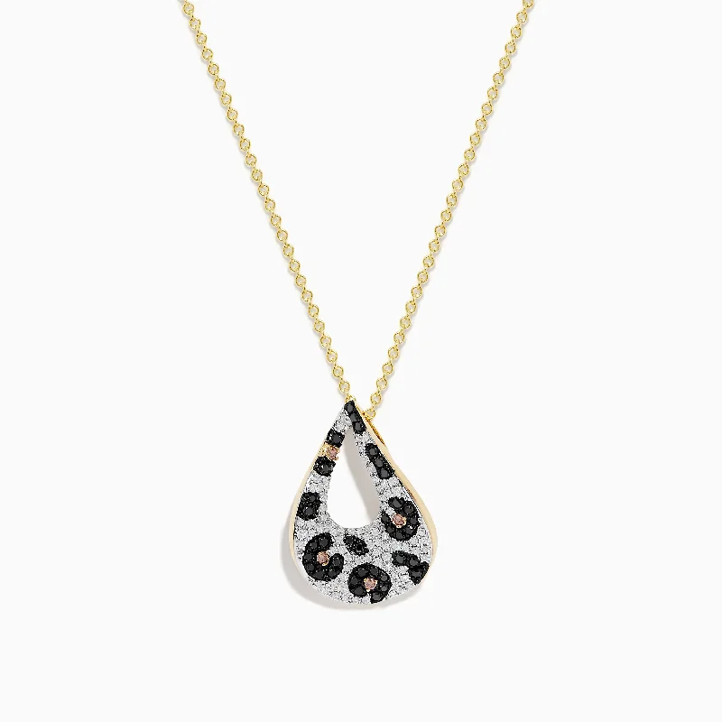 diamond heart necklace-Signature 14K Yellow Gold Multi Diamond Leopard Spot Pendant