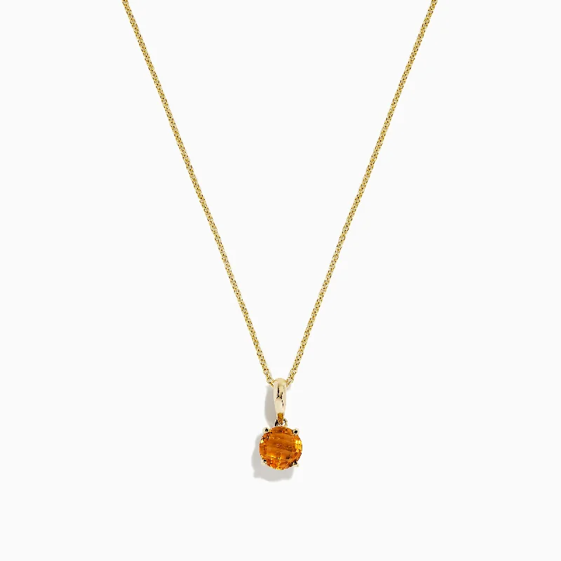 men’s gold necklace-Sunset 14K Yellow Gold Citrine Pendant, 0.81 TCW