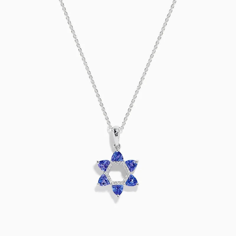 initial heart necklace-Nahla Siri 14k Gold Tanzanite and Diamond Star of David Pendant