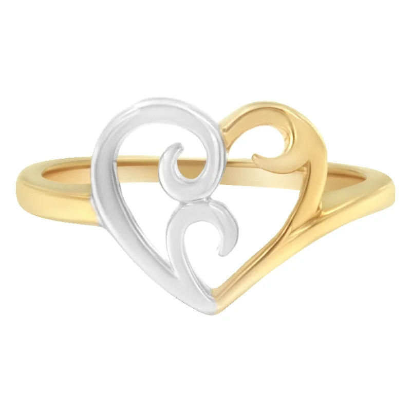 luxury rings for women-10K Two-Tone Gold Heart Ring