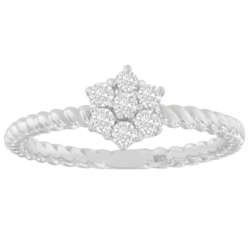 gemstone rings for men-10K White Gold Diamond Cluster Ring