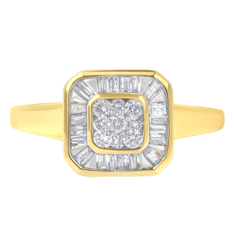 emerald rings for women-10K Yellow Gold Diamond Cocktail Ring