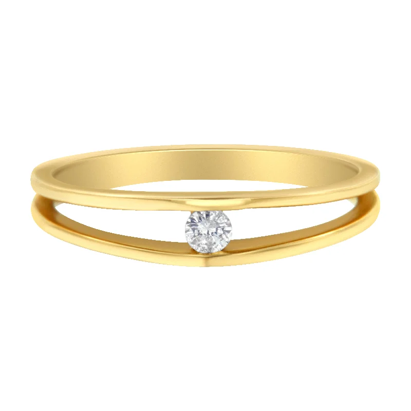 heart-shaped engagement rings-10K Yellow Gold Diamond Promise Ring