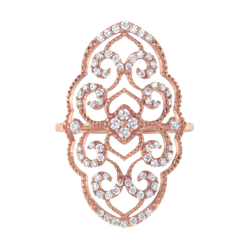 women’s stackable rings-10KT Rose Gold Diamond Cocktail Ring