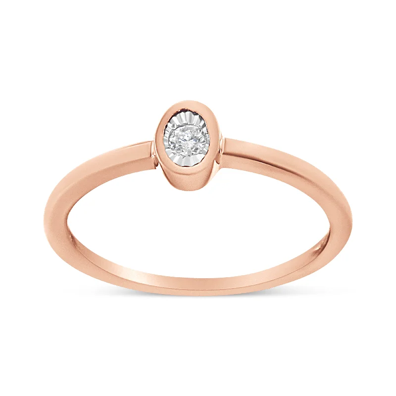 wedding bands for men-14K Rose Gold Plated .925 Sterling Silver 1/20 Cttw Miracle Set Diamond Ring