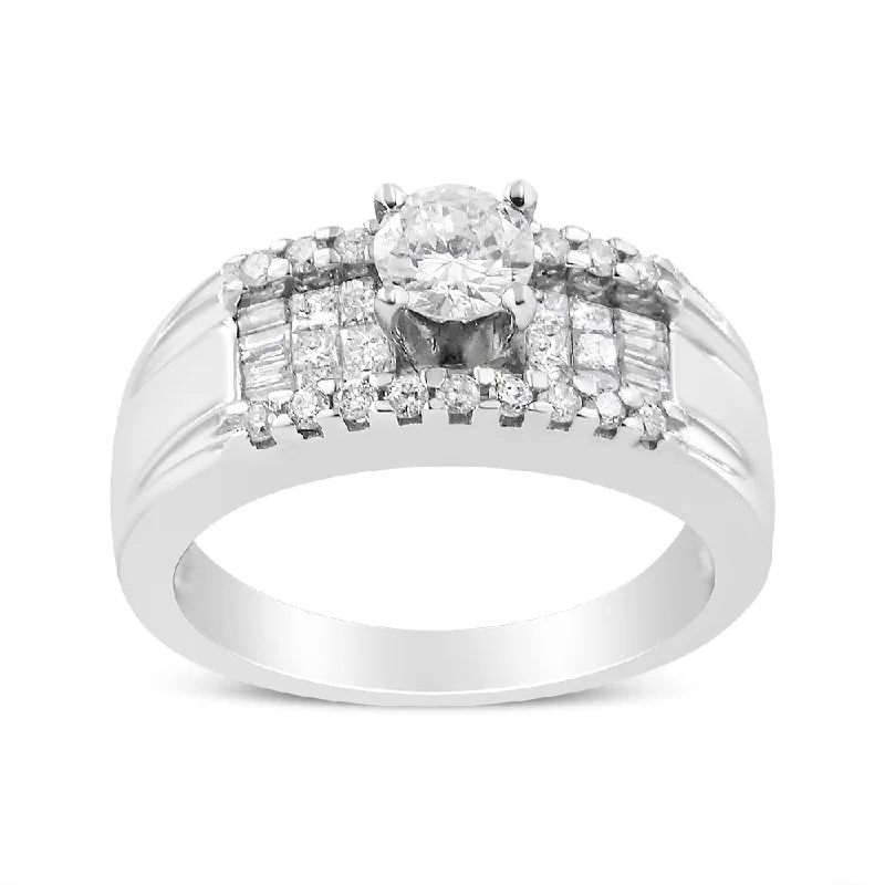 affordable engagement rings-14K White Gold 1.00 Cttw 4 Prong Solitaire Set Diamond Cocktail Fashion Ring