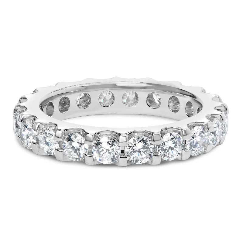 luxury rings with diamonds-14K White Gold Shared Prong Set Round Diamond Eternity Band Ring