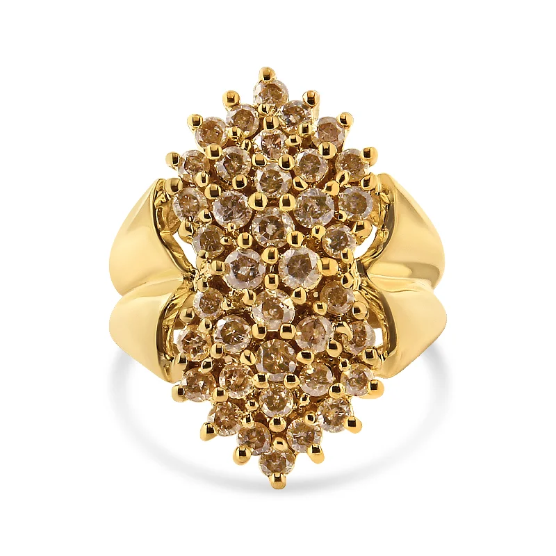 women’s statement rings-14K Yellow Gold Plated .925 Sterling Silver 1 1/2 Cttw Diamond Cluster Ring