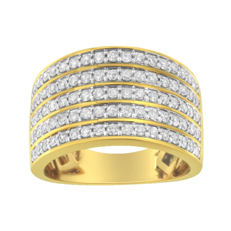 designer engagement rings-14K Yellow Gold Plated .925 Sterling Silver Diamond Multi-Row Band Ring