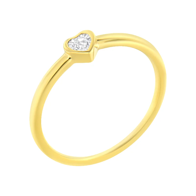 modern engagement rings-14K Yellow Gold Plated .925 Sterling Silver Miracle Set Diamond Accent Heart Shaped Promise Ring