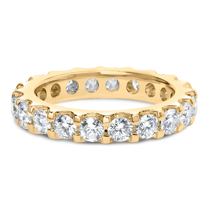 sapphire wedding rings-14K Yellow Gold Shared Prong Set Round Diamond Eternity Band Ring