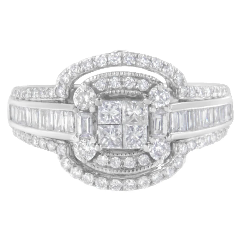 designer rings for women-14KT White Gold Diamond Cocktail Ring