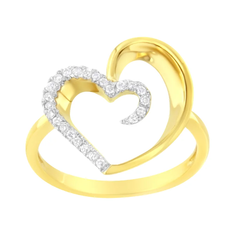 rings for women with large stones-14KT Yellow Gold 1/10 ctw. Diamond Heart Shape Ring