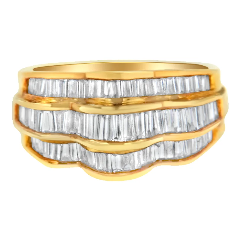 statement rings for women-14KT Yellow Gold Diamond Multi-Row Band Ring