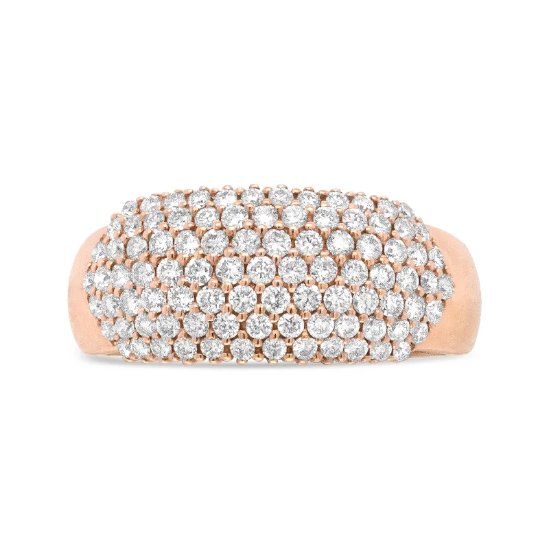 platinum engagement rings-18K Rose Gold 1.00 Cttw Diamond Multi Row Dome Band Ring