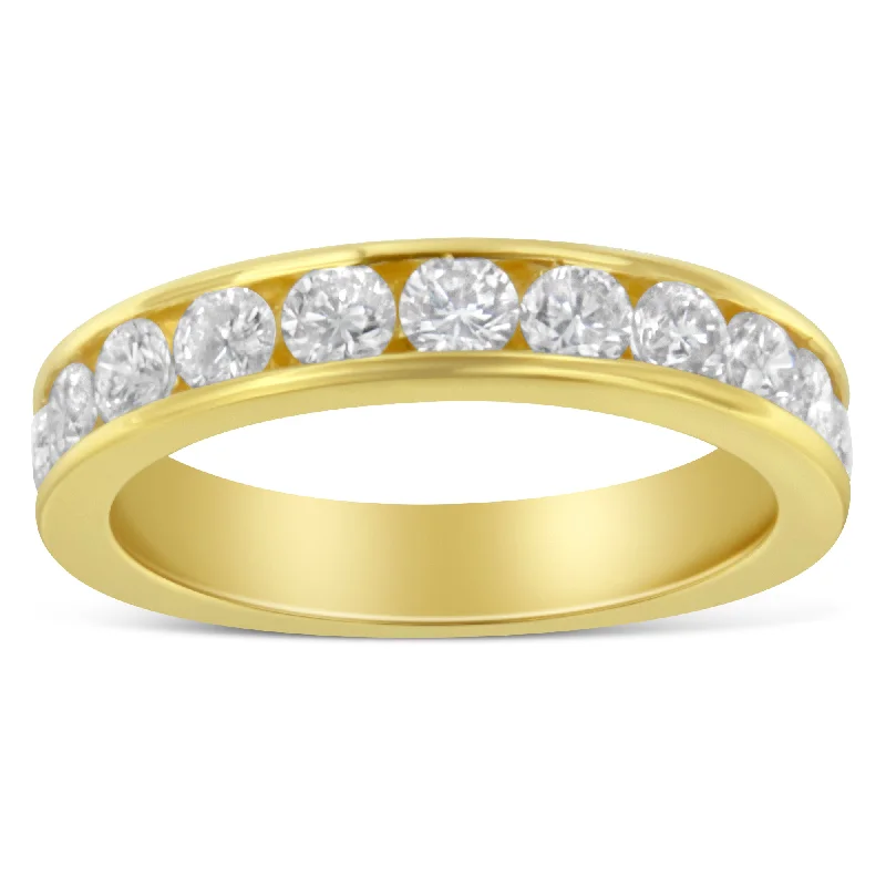 men’s wedding bands with diamonds-18K Yellow Gold Round Cut Diamond Band Ring