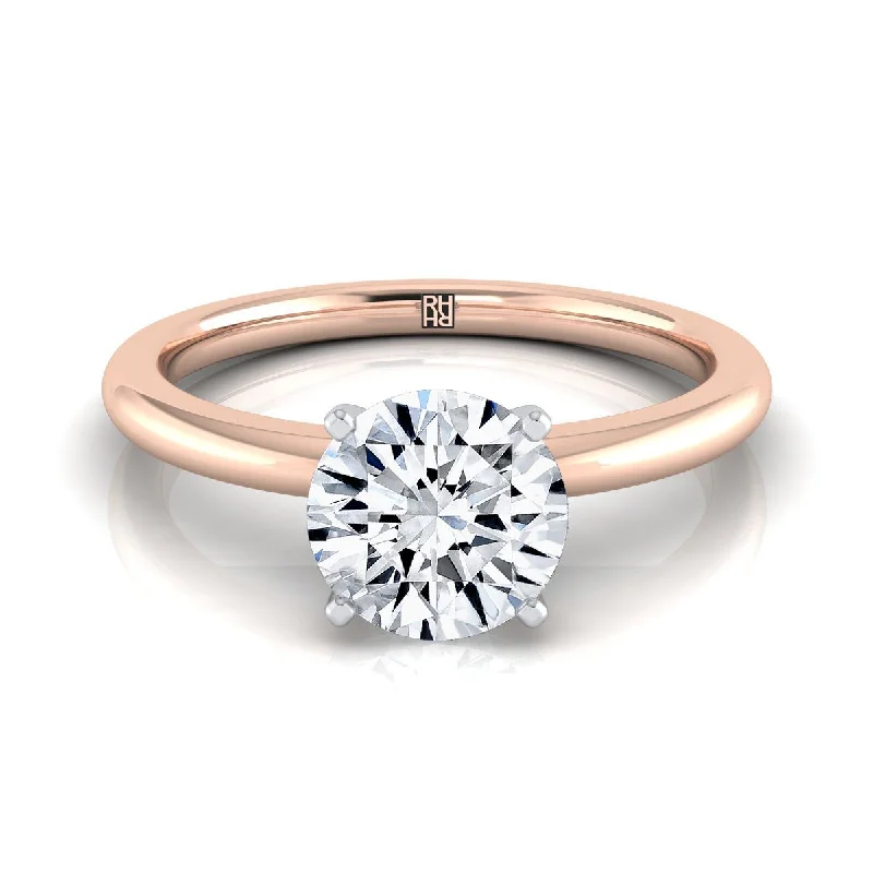 engagement rings with pearls-14K Rose Gold Round Brilliant  Round Comfort Fit Claw Prong Solitaire Engagement Ring