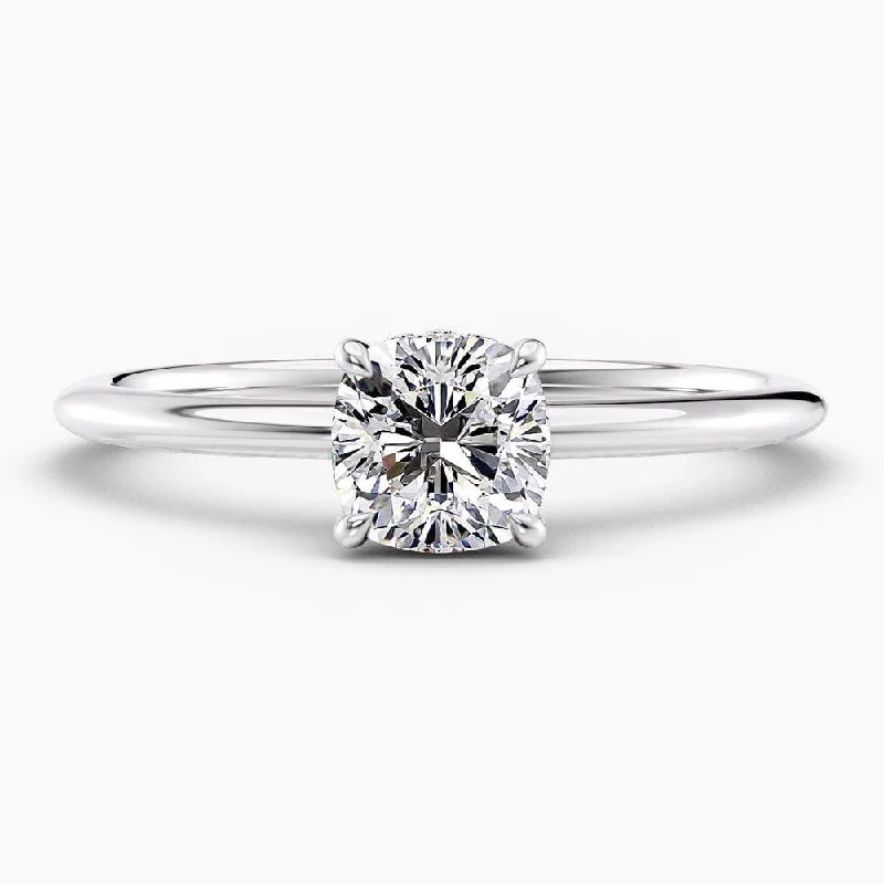 modern wedding rings-1.10 Carat Cushion Cut Hidden Halo Solitaire Natural Diamond Engagement Ring GIA Certified