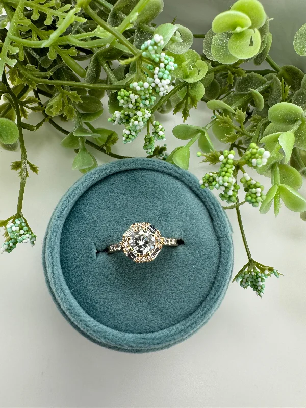 vintage silver rings for women-Anna Halo Engagement Ring