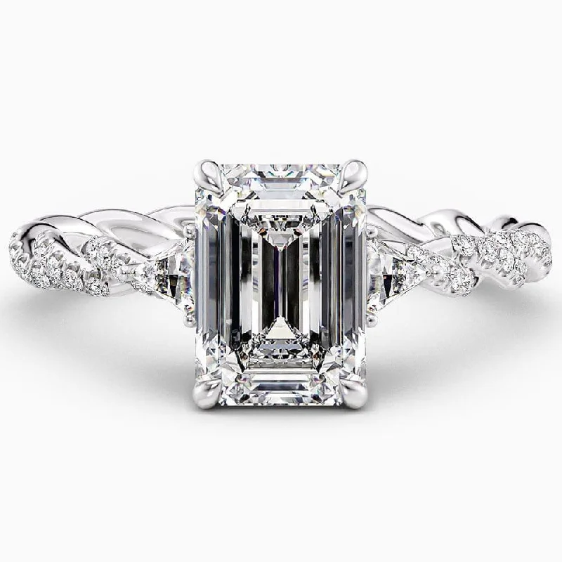 women’s wedding bands with sapphires-1.90 Carat Emerald Cut Vintage Natural Diamond Engagement Ring GIA Certified