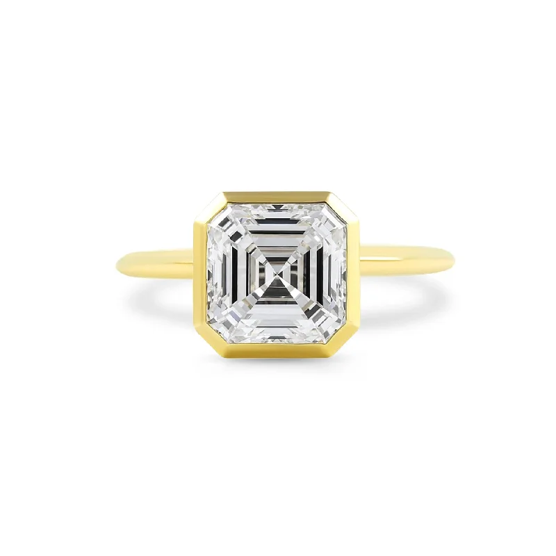 unique wedding bands-Bezel Set Asscher Cut Solitaire