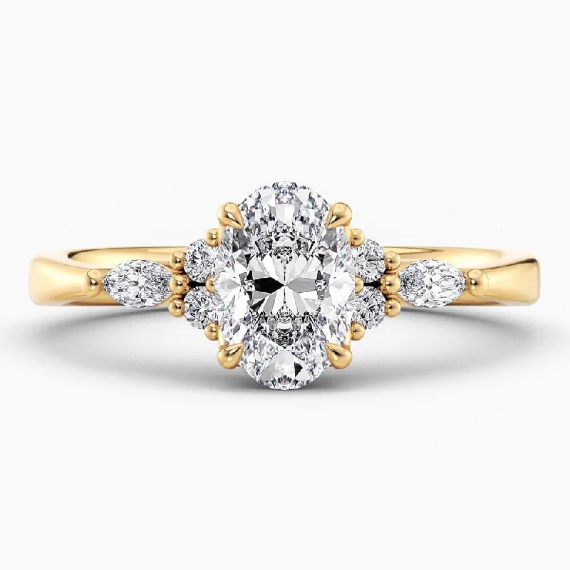 bridal engagement rings-Brigitta Cluster Lab Grown Diamond Engagement Ring