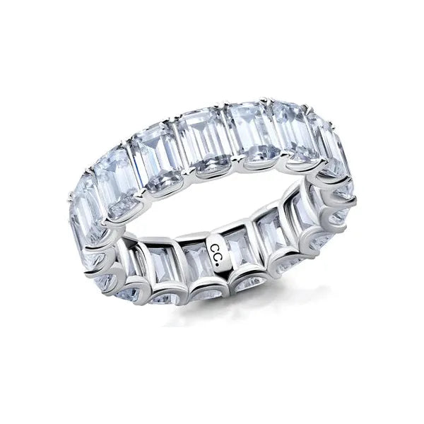 classic men’s wedding bands-CRISLU  Emerald Cut Eternity Band Finished in Pure Platinum