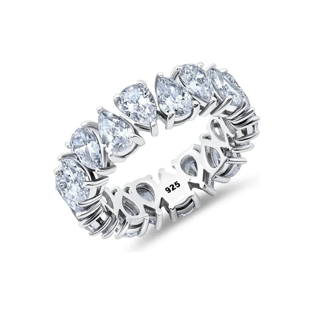 oval engagement rings for women-CRISLU Pear Cut Up and Down Eternity Band Finished in Pure Platinum