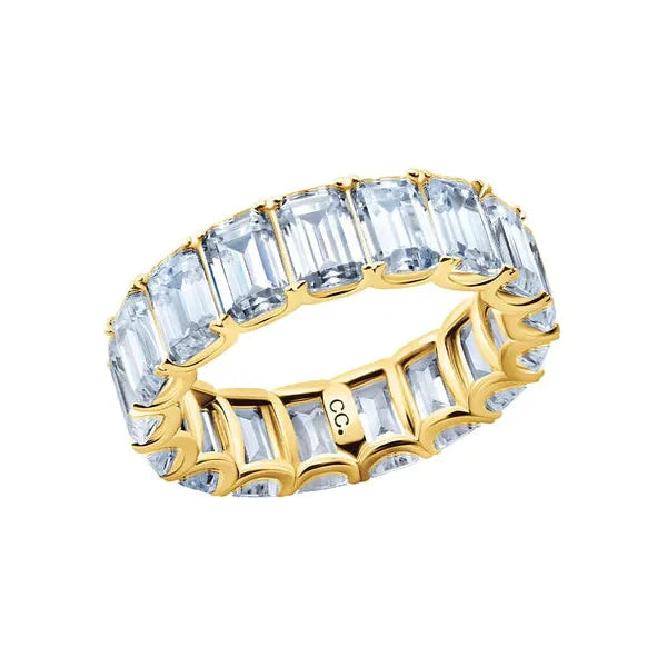 women’s birthstone engagement rings-CRISLU  Emerald Cut Eternity Band Finished in 18kt Yellow Gold