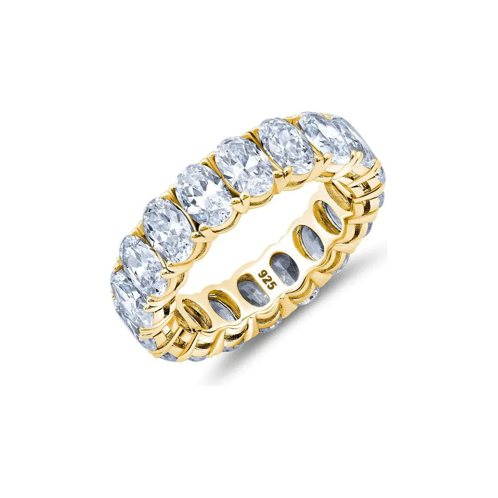 women’s custom wedding bands-CRISLU  Oval Cut Eternity Band Finished in 18kt Yellow Gold