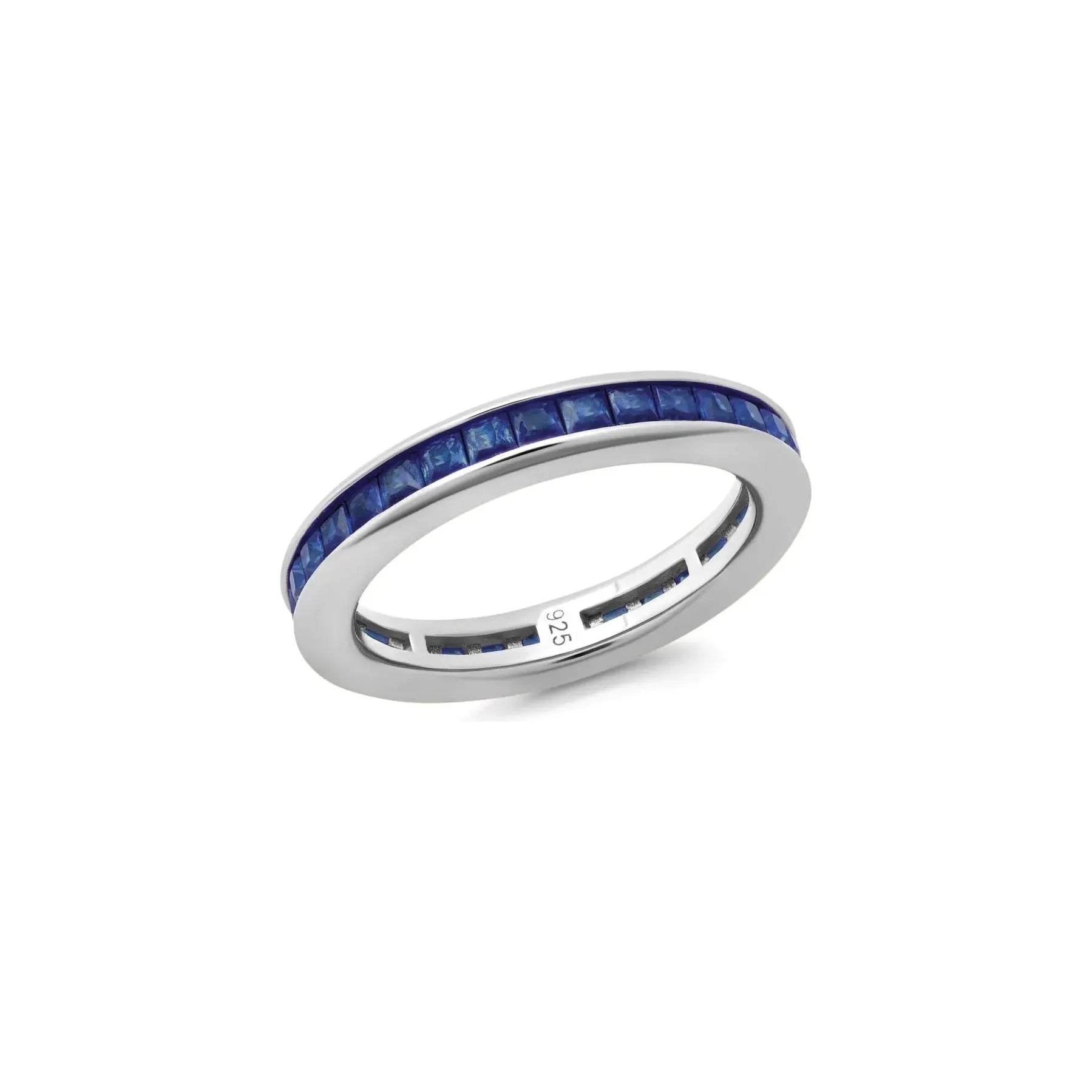 mixed metal rings for men-CRISLU Princess Cut Sapphire  CZ Eternity Band Finished in Pure Platinum