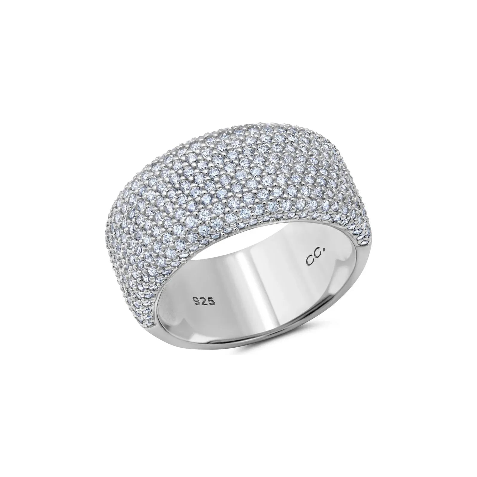 men’s titanium wedding bands-CRISLU Chamonix Wide Pave  Band   in Silver