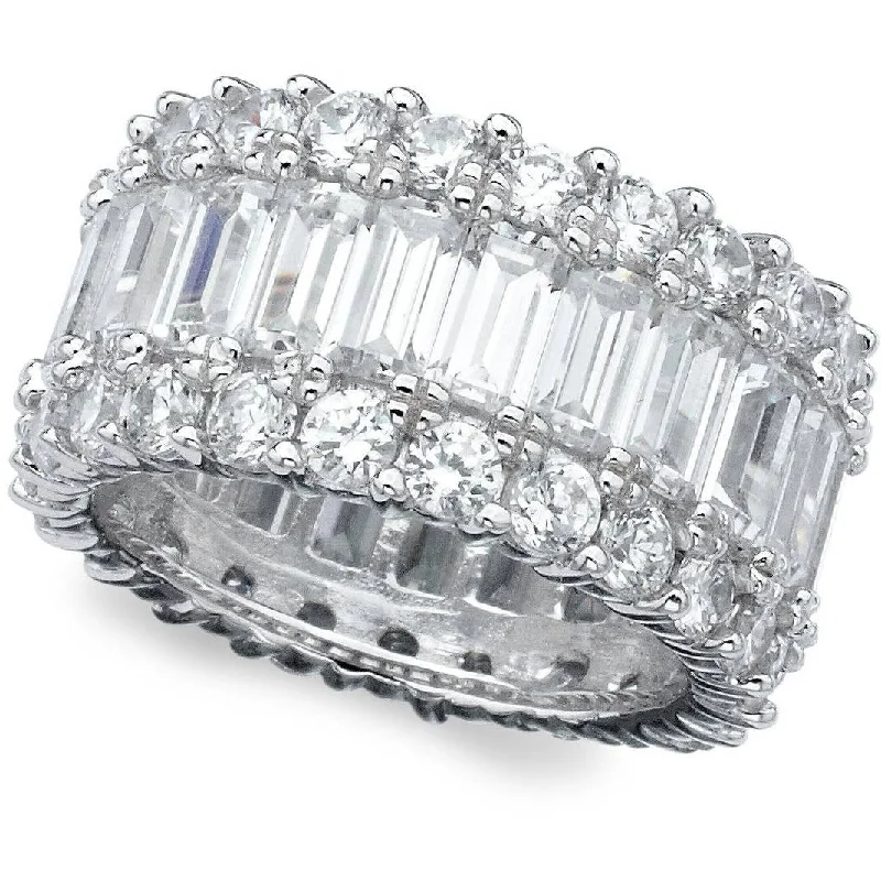 wedding bands for brides-Crislu  Baguette Eternity Band  Finished in Platinum Finish