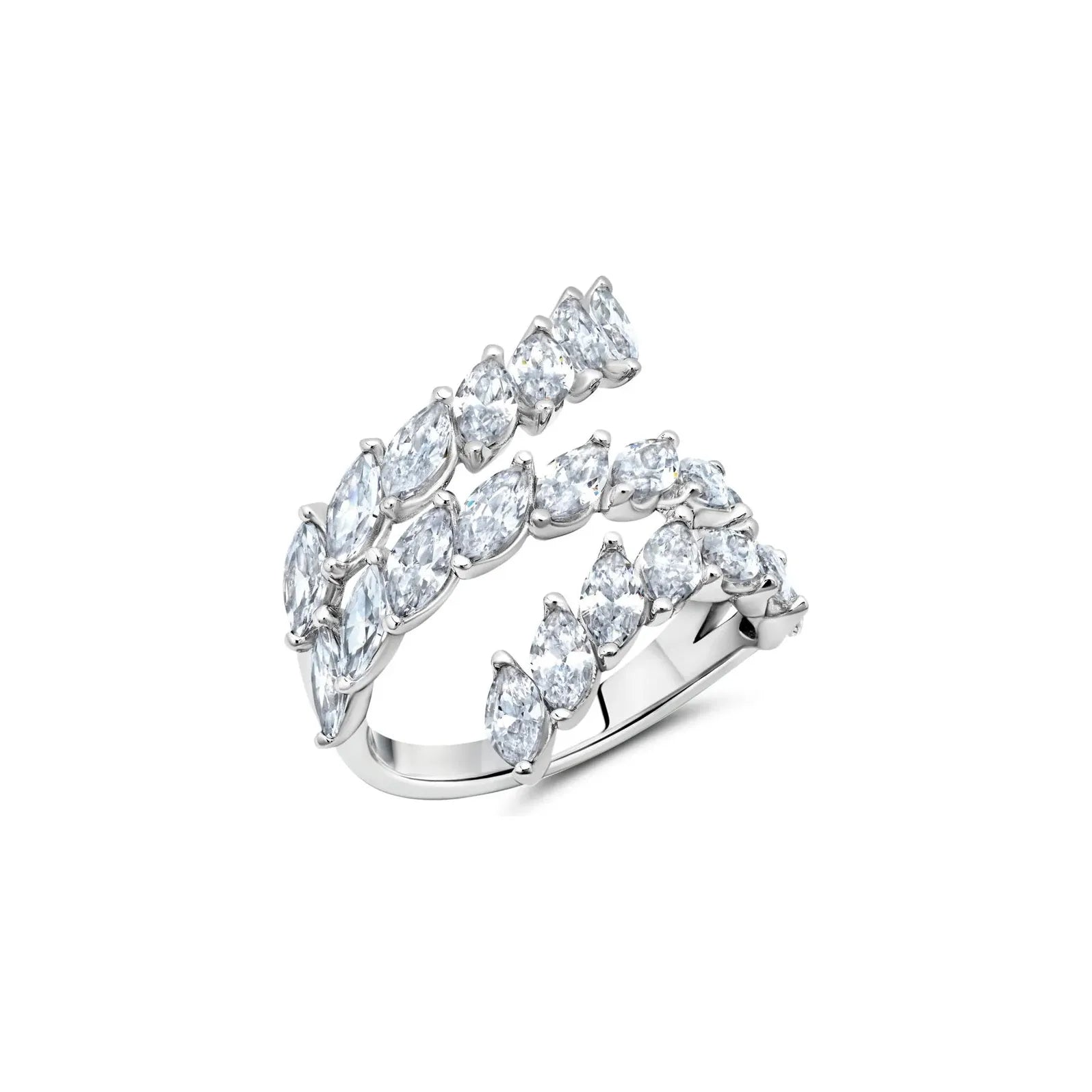 rings with diamonds for men-CRISLU 3 Row Medium Loop Eternity Ring -Sterling Silver Platinum