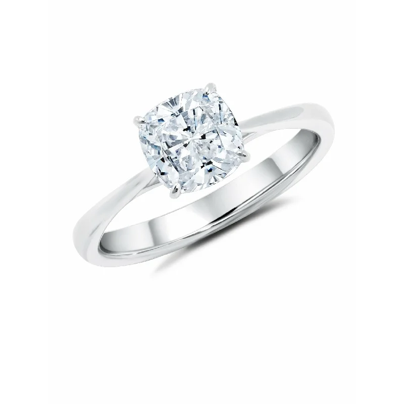 emerald cut diamond rings-CRISLU Cushion Cut Solitaire Ring