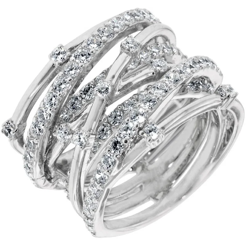 engagement rings for her-CRISLU CZ Entwined Ring Sterling Silver Platinum