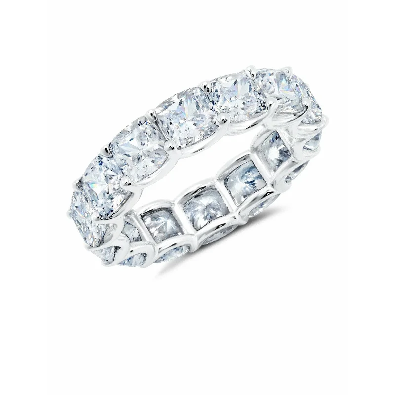 halo engagement rings-CRISLU Large Cushion Cut Eternity Band