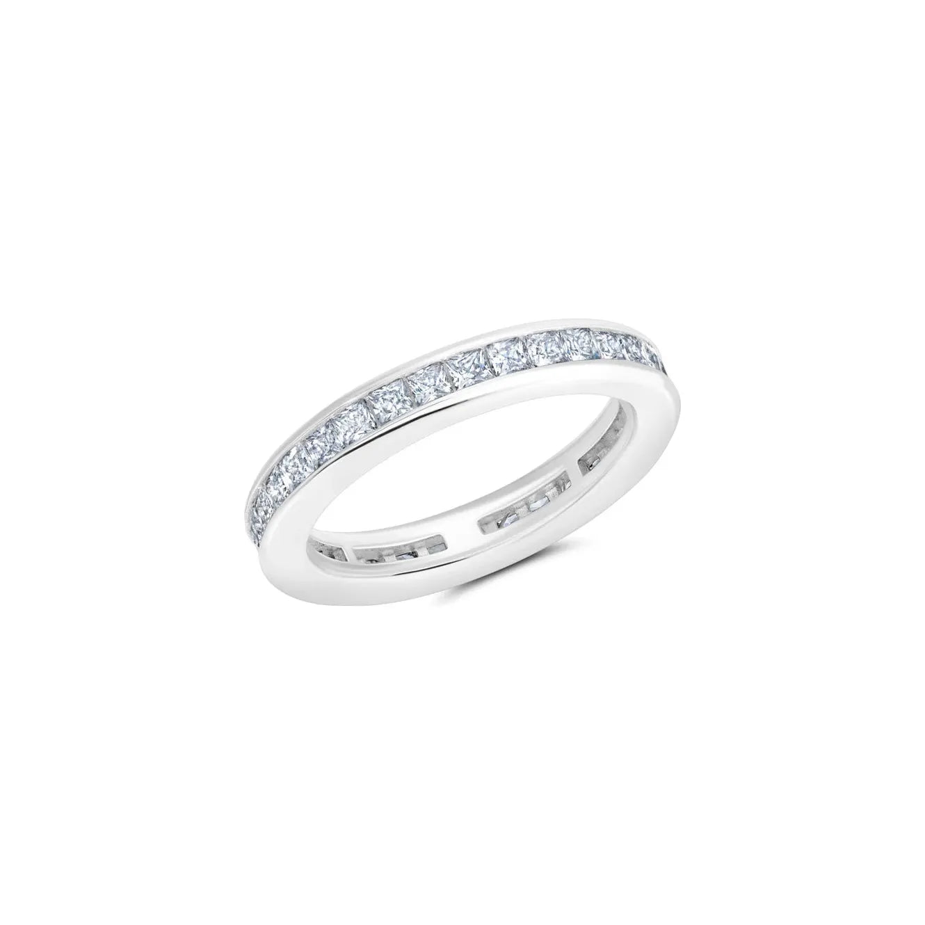 affordable wedding bands-CRISLU  Square Princess Cut Channel Set Ring in Pure Platinum