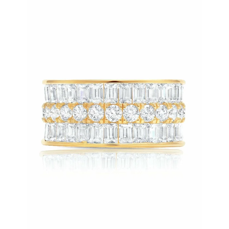 diamond wedding rings-CRISLU Parallel - 18k Gold Finish Baguette Eternity Ring