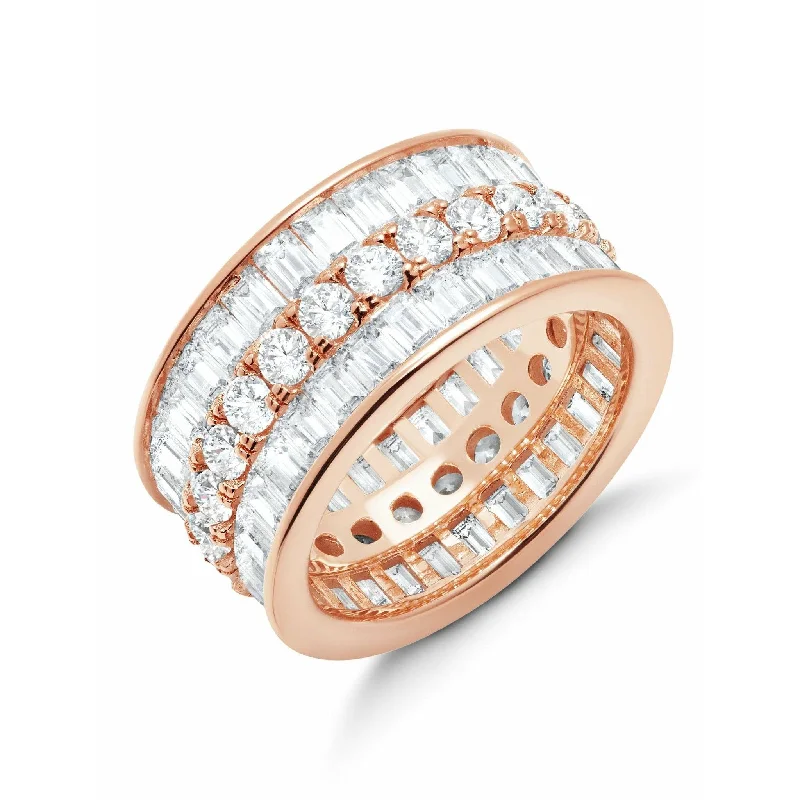 affordable engagement rings-CRISLU Parallel - 18k Rose Gold Finish Baguette Eternity Ring