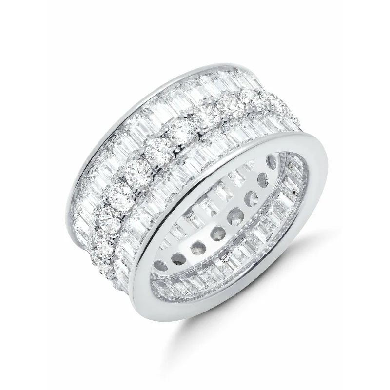 silver rings for men-CRISLU Parallel - Platinum Finish Baguette Eternity Ring